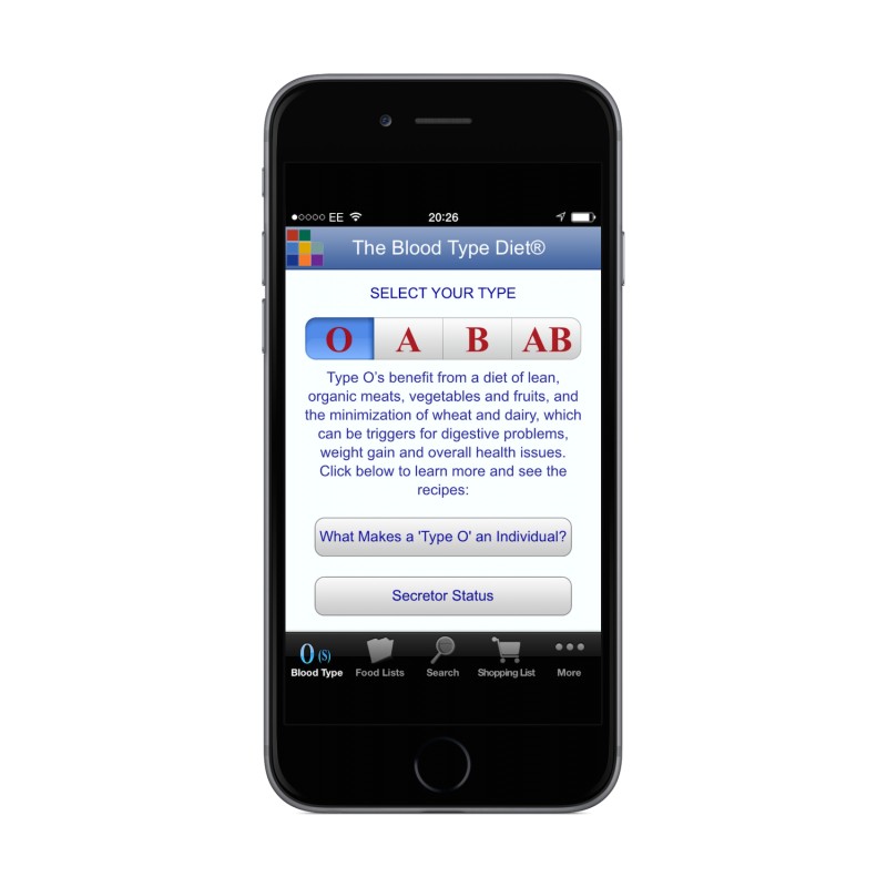 Blood Type Diet App for iPhone